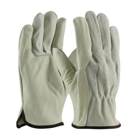 Pip Top Grain Leather Drivers Glove with Split Cowhide Back and Kevlar Stitching - Wing Thumb, 12PK 68-162SB/M